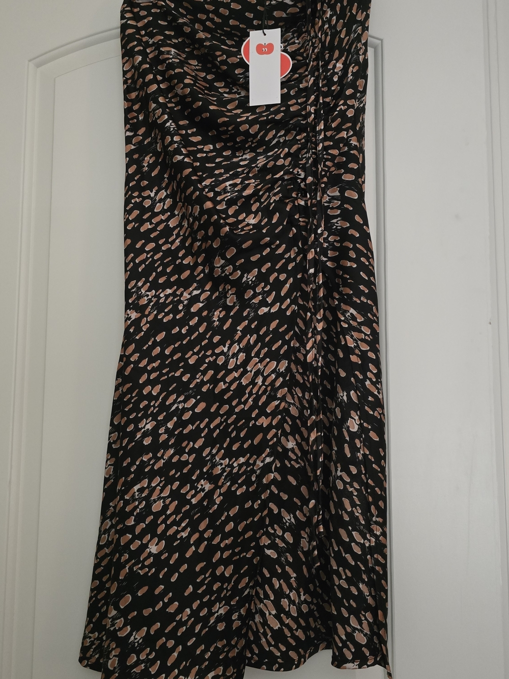 Cider Black Midi Skirt with Tan Spot Print